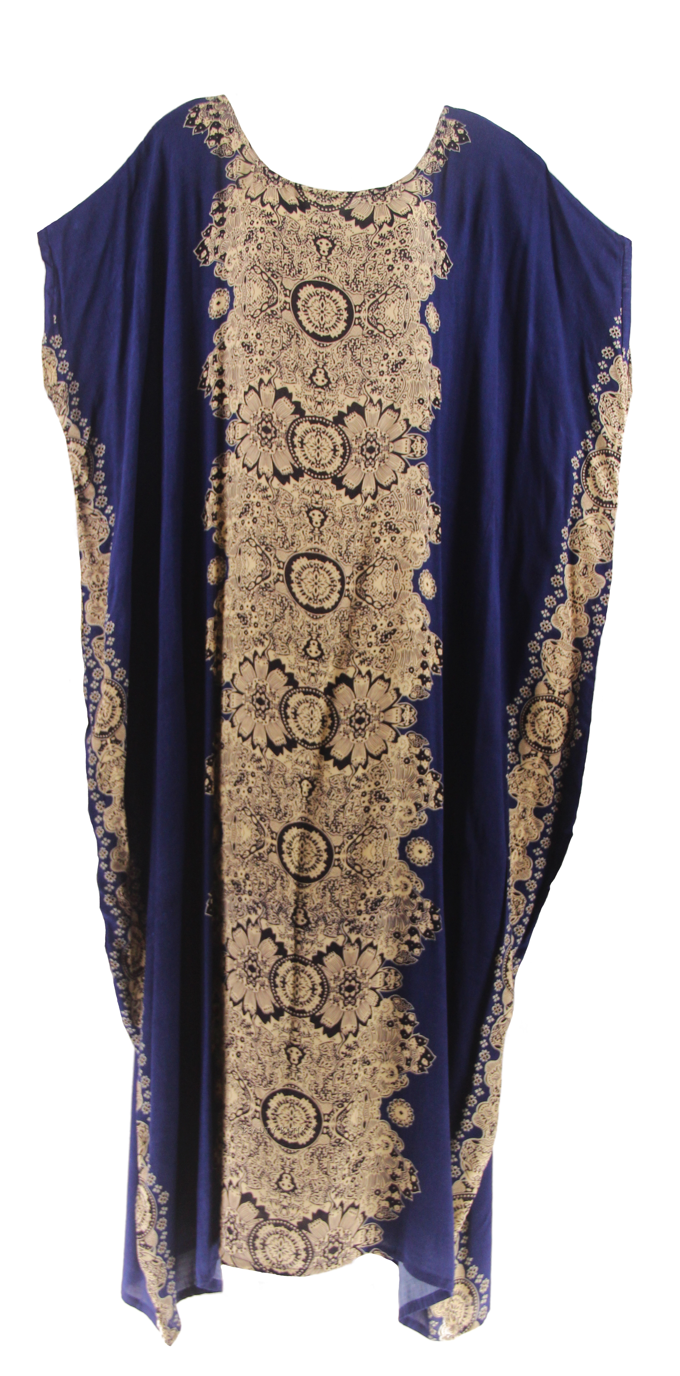 BeautyBatik Navy blue Women Boho Caftan Kaftan Loungewear Maxi Plus