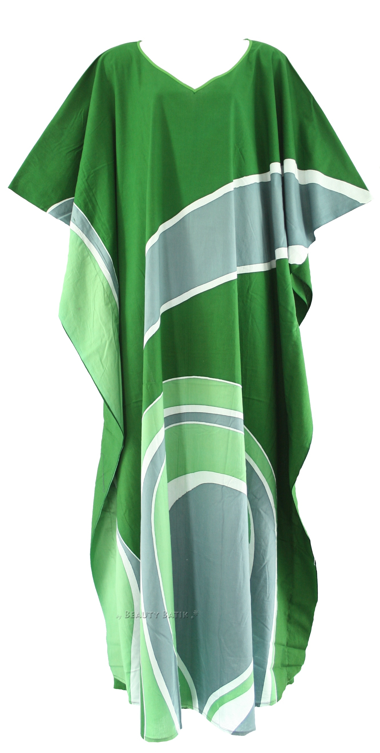 GREEN Batik Cotton Caftan Kaftan Loungewear Dress PLUS SZ 1X 2X 3X 4X 26 28