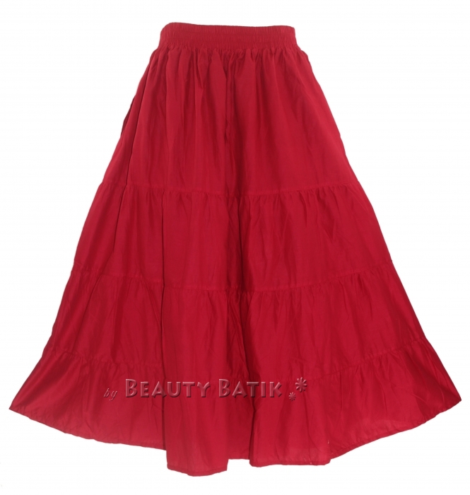 red boho maxi skirt